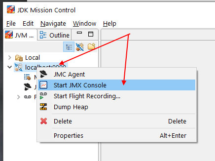 Connect to server via JMX