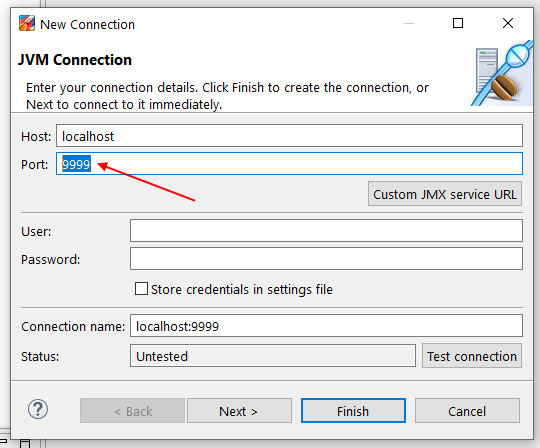 JVM connection settings
