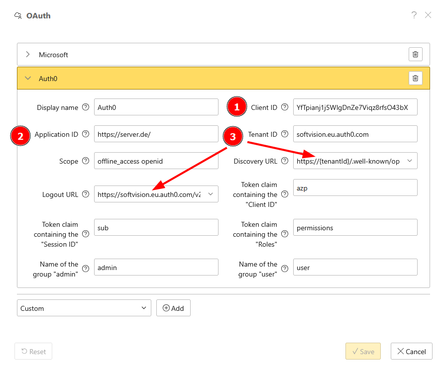 App configuration in the server