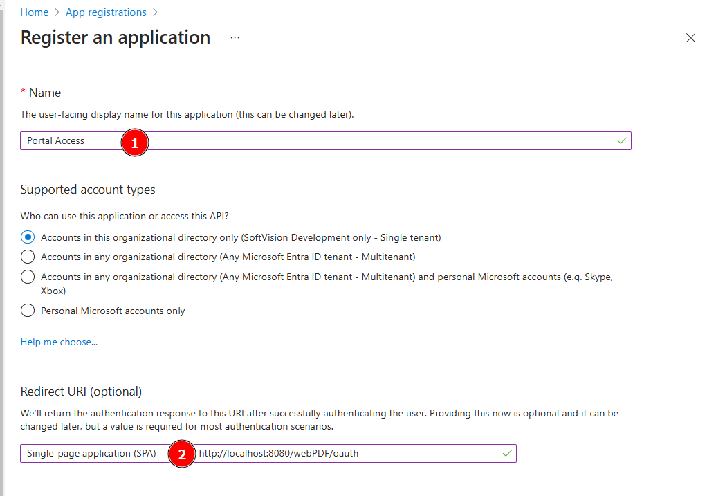 New application registration