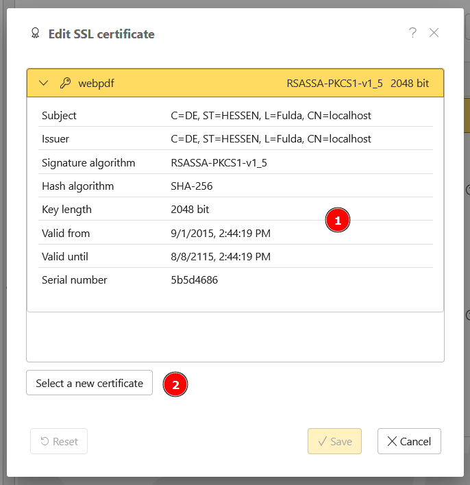 Current certificate