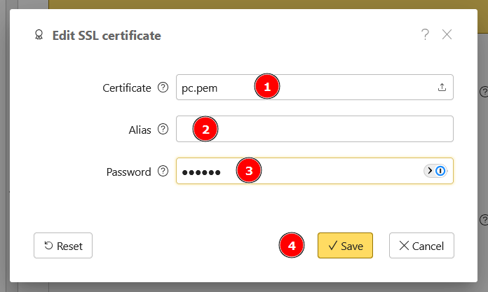 Select certificate